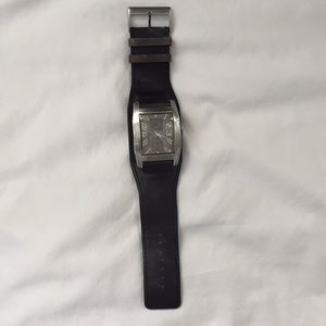 Men’s Black Leather Guess Watch